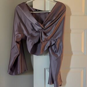 Zara Lavender Satin Blouse